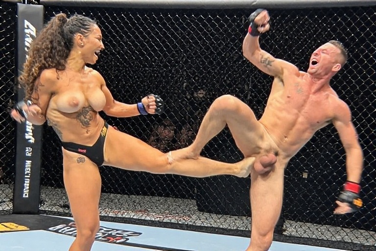 She crushed his testicles in a fight